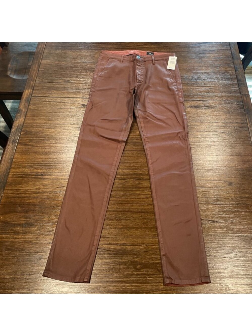 AG Jamison Skinny Chino 32x32 Coated Lt Dark Walnut Brown Pant Trouser Stretch